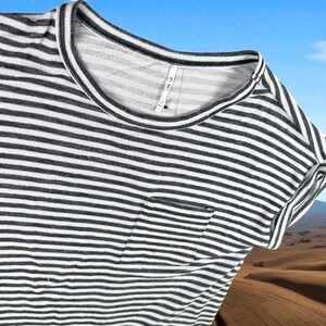 3rd Malt Top Women L Striped Sailor Resort Knit Pocket Beach Button Back Sailing